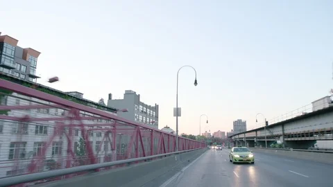 Driving over Williamsburg Bridge, early morning Stock Footage 108657398