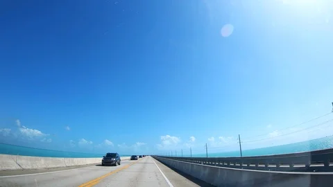 Driving on Overseas Highway in Florida Keys, USA Stock Footage