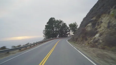 Driving Pacific Coast Highway at Dusk, Big Sur California Stock Footage 86714992