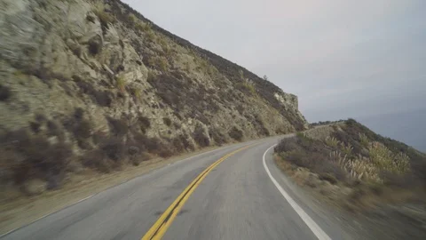 Driving Pacific Coast Highway, Sunset - Big Sur California Stock Footage 86677095