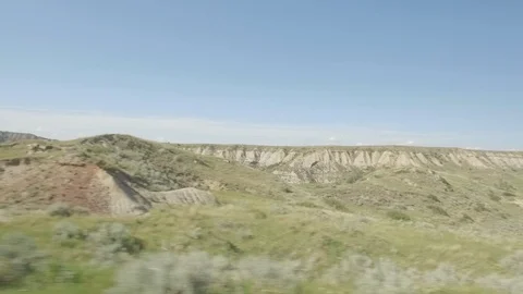 Driving Pan Vast Scenic Loop Drive Landscape Theodore Roosevelt National Park Stock Footage 121639246