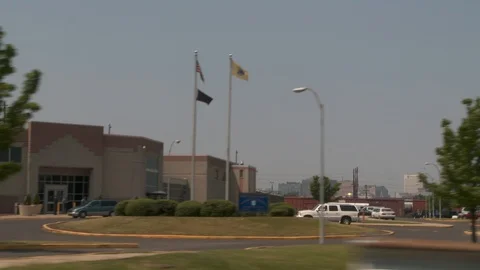 Driving passed Rikers Island Prison Complex in Queens, New York, day. Stock Footage