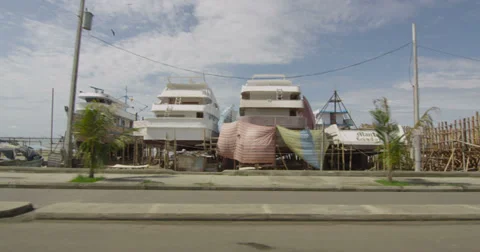 Driving Past Boats Stock Footage 27498166