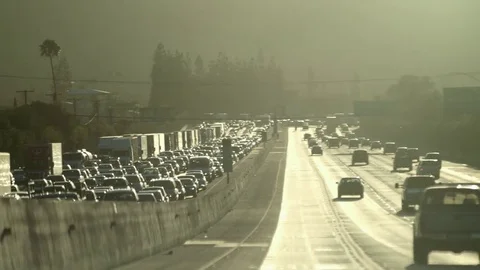 Driving past a congested highway  Stock Footage 79832468