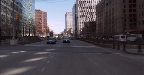 Driving past construction on the West Side Highway in Downtown Manhattan Stock Footage 51229757