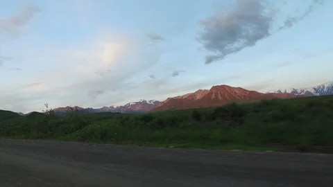 Driving Past Distant Mountains Denali National Park Stock-Footage 121478413