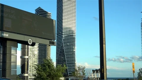 Driving past electronic billboards Stock Footage 118580669
