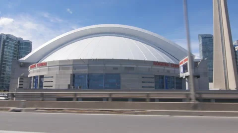 Driving past the Skydome. Rogers Centre in Toronto, Ontario, Canada.
