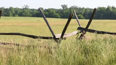 Driving past split rail fence and tall grass Stock Footage 76231673