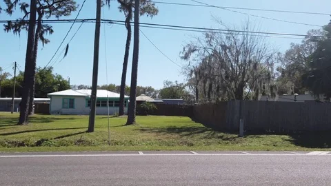 Driving Past Trailer Park Mobile Homes Street Side View Down South Stock Footage 127329903