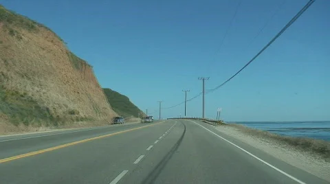 Driving on PCH - Front Camera Mount - Speed Up Stock Footage 400445