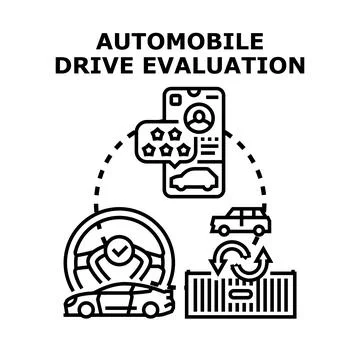 Driving performance evaluation selecting best automobile service Stock Illustration