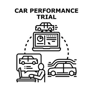 Driving performance trial with diagnostic digital tools 库存插图