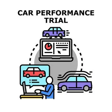 Driving performance trial with diagnostic digital tools Stock Illustration