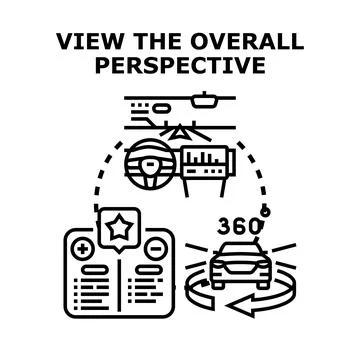 Driving perspective with 360 degree view and evaluation Stock Illustration