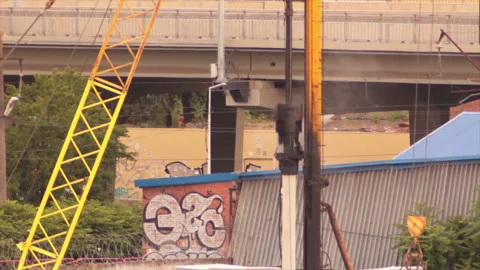 Driving piles on a construction site Stock-Footage 160818401