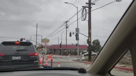 Driving Pitstop Burger Los Angeles California Street Stock Footage 244730877