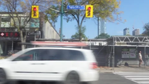 Driving Plate: driving down Toronto downtown Spadina ave near China town Video stock 252329313