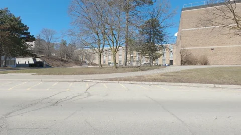 Driving plate of empty university and college campus in COVID pandemic Видео 150491223