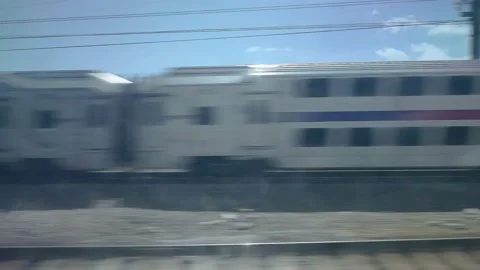 Driving Plate for Green Screen: Train Window view; Amtrak New Jersey Meadowlands Stock Footage