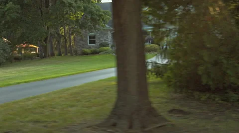 Driving plate: Mid West upscale neighborhood, left side 2 4K Video stock 45596115