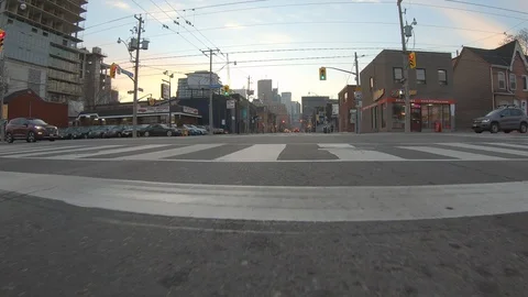 Driving plate POV low angle through the city of Toronto streets Stock Footage 101218595