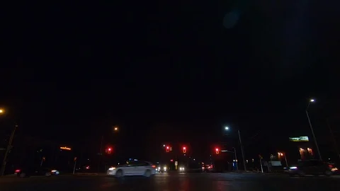 Driving plate POV low angle on Toronto city streets and highways at night Stock Footage 120150840