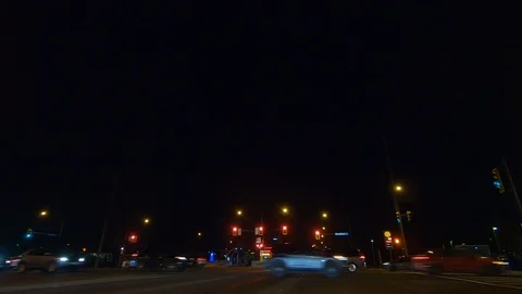 Driving plate POV low angle on Toronto city streets and highways at night Stock Footage 120153704