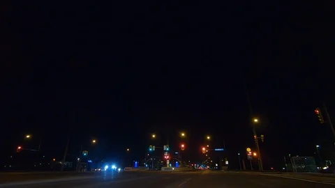Driving plate POV low angle on Toronto city streets and highways at night Stock Footage 120153783