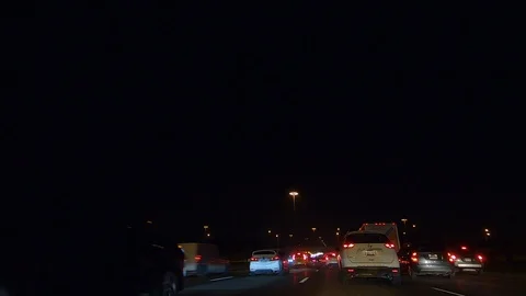 Driving plate POV low angle on Toronto city streets and highways at night Stock Footage 120155178