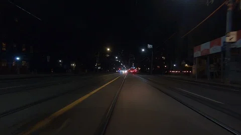 Driving plate POV low angle on Toronto city streets and highways at night Stock Footage 120163700