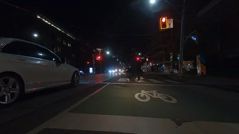 Driving plate POV low angle on Toronto city streets and highways at night Stock Footage 120163847