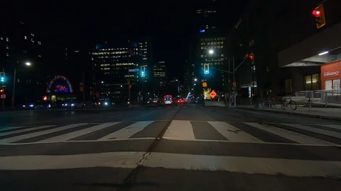 Driving plate POV low angle on Toronto city streets and highways at night Stock Footage 120165316