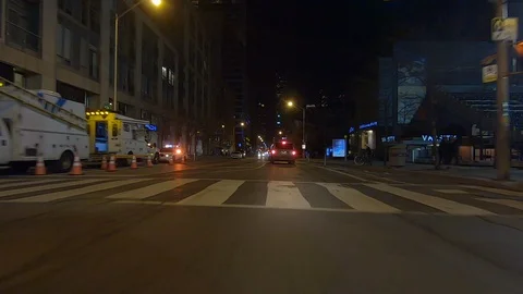 Driving plate POV low angle on Toronto city streets and highways at night Stock Footage 120169747