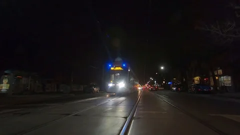 Driving plate POV low angle Toronto dark city streets at night downtown urban Stock Footage 122027788