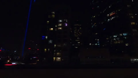 Driving plate POV SIDE view driving at night with car traffic in the dark Video stock 166752649