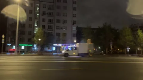 Driving Plate Pov Side View Driving At Night With Car Traffic In The Dark Video Stock Footage 240312448