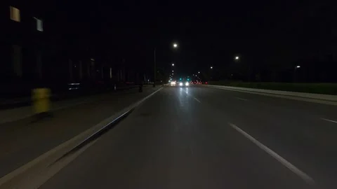 Driving plate of reverse rear view shot roads and highways on a very dark night Stock-Footage 155872188