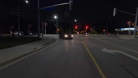 Driving plate of reverse shot roads and highways on a very dark night 스톡 동영상 155872336