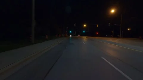 Driving plate of reverse shot roads and highways on a very dark night Stock-Footage 155872361