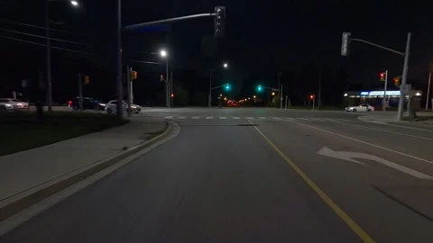Driving plate of reverse shot roads and highways on a very dark night Stock-Footage 155872455