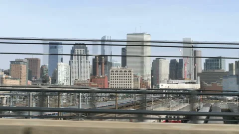 Driving Plate Side View Boston Skyline 動画素材 233661265