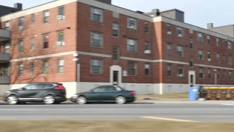 Driving Plate Side View Housing Projects South Boston Video stock 233663441