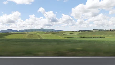 Driving Plate Side View Moving Through Hills,in Tuscany, Italy. Stock Footage 241024275