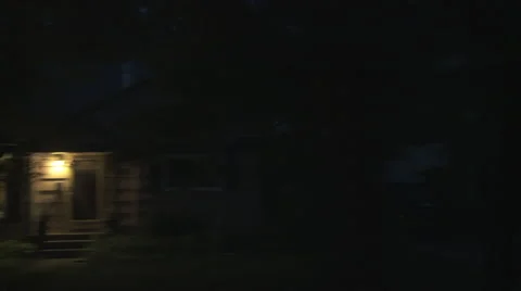 Driving plate, side view, night: middle class suburb F Stock Footage 40687008