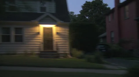 Driving plate, side view, night: middle class street A Stock Footage 40687423