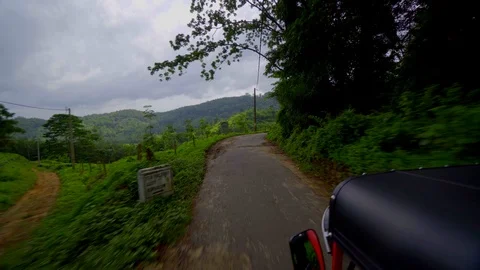 Driving plate side View on the road to tea plantation Stock-Footage 107912818