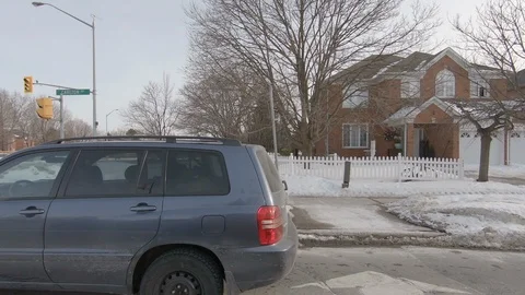 Driving plate side view suburban and urban sprawl Stock Footage 104422548