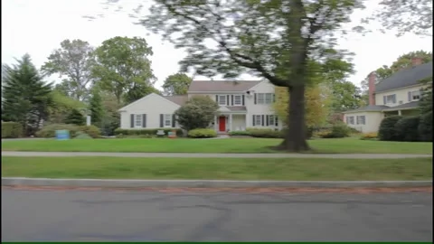 Driving Plate: Upper middle class east coast suburb (24FPS/180shutter/10mm lens) Stock Footage 163606002