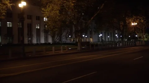 Driving plates, car drives through city streets at night Stock Footage 83057797